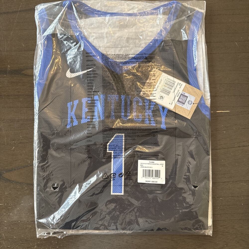 Kentucky Wildcats Nike Youth Icon Licensed Basketball Black Jersey Medium M $79